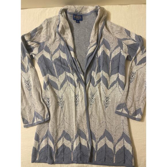 Pendleton Womens Size Small Petite Open Front Cardigan Linen Cotton Blue Knit - Picture 4 of 10